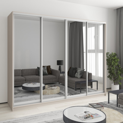 MebelStar Four-door wardrobe Combo AL 4 Mirrors Cashmere, 260x60x210 cm (MBS-12567)