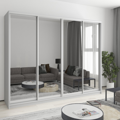 MebelStar Four-door wardrobe Standard AL 4 Mirrors Gray mouse, 260x60x210 cm (MBS-12367)