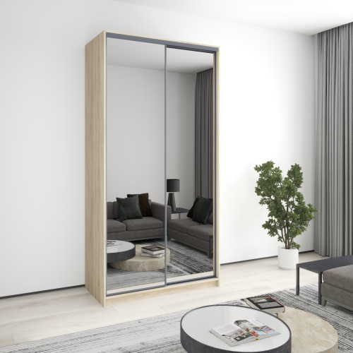 Шкаф-купе двухдверный MebelStar Бавария 2 Зеркала 120x60x240 см Дуб сонома (MBS-4404)