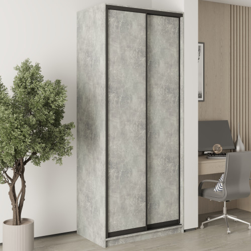 Шафа-купе дводверна MebelStar Стандарт BG 2ДСП 100x45x240 см Бетон (MBS-9967)