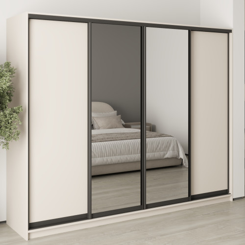 MebelStar Four-door wardrobe Standard BG 2DSP/2 Mirrors Cashmere, 260x60x210 cm (MBS-11847)