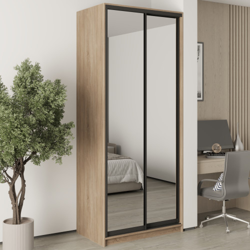 MebelStar Two-door wardrobe Standard BG 2 Mirrors Sonoma Oak, 100x60x240 cm (MBS-10417)