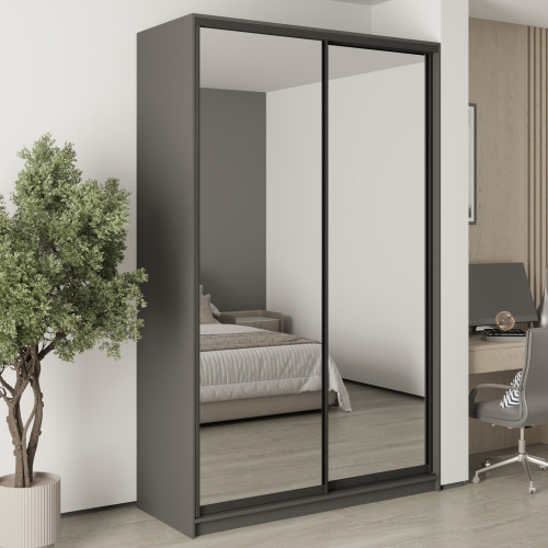 Шкаф-купе двухдверный MebelStar Стандарт BG 2 Зеркала 150x45x240 см Антрацит (MBS-10287)