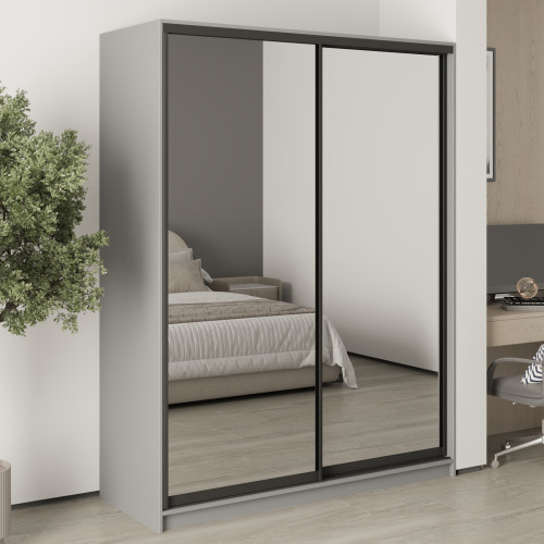 MebelStar Two-door wardrobe Standard BG 2 Mirrors Gray mouse, 160x45x210 cm (MBS-11197)