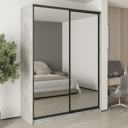 Шафа-купе дводверна MebelStar Комбо BG 2 Дзеркала 180x60x240 см Бетон (MBS-10787)