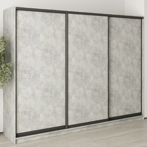 MebelStar Three-door wardrobe Combo BG 3DSP Concrete, 270x45x210 cm (MBS-8957)