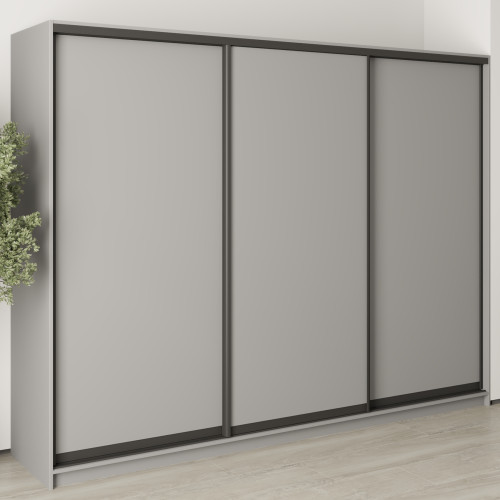MebelStar Three-door wardrobe Combo BG 3DSP Gray mouse, 270x60x210 cm (MBS-9027)