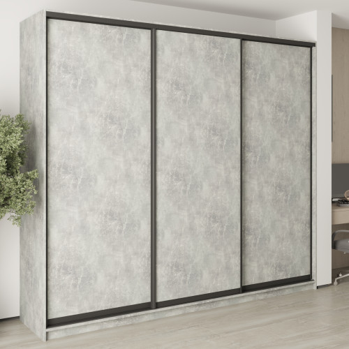 MebelStar Three-door wardrobe Combo BG 3DSP Concrete, 270x60x240 cm (MBS-9507)