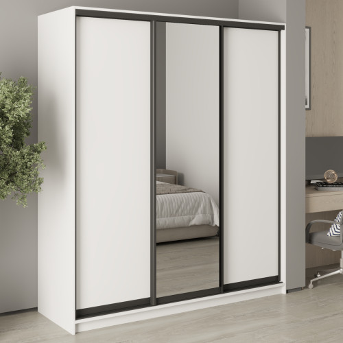 MebelStar Three-door wardrobe Uni BG 2DSP/Mirror Alaska white, 180x60x210 cm (MBS-8139)
