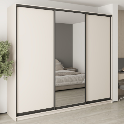 Шкаф-купе трехдверный MebelStar Уни BG 2ДСП/Зеркало 270x45x240 см Кашемир (MBS-7779)