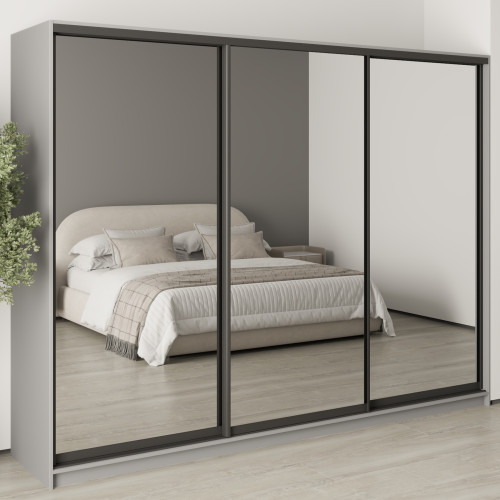 MebelStar Three-door wardrobe Combo BG 3 Mirrors Gray mouse, 270x45x210 cm (MBS-9377)
