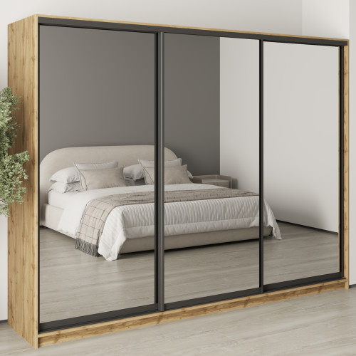 MebelStar Three-door wardrobe Combo BG 3 Mirrors Tahoe Oak, 270x45x210 cm (MBS-9397)