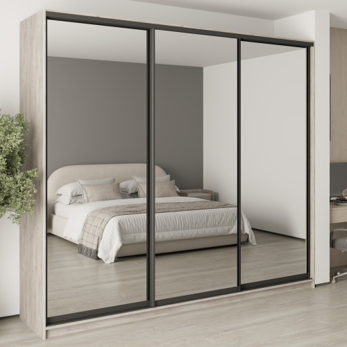 MebelStar Three-door wardrobe Combo BG 3 Mirrors Alaska gray, 270x45x240 cm (MBS-9877)