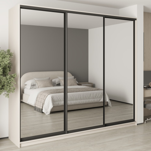 Шафа-купе тридверна MebelStar Комбо BG 3 Дзеркала 270x45x240 см Кашемір (MBS-9837)