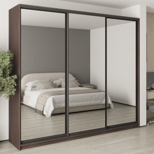 MebelStar Three-door wardrobe Combo BG 3 Mirrors Ristreto oak, 270x45x240 cm (MBS-9897)