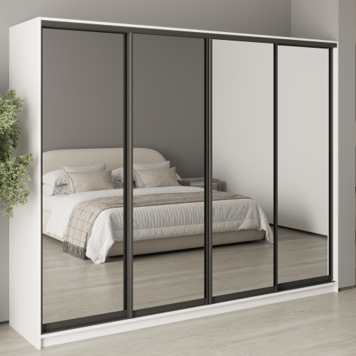 MebelStar Four-door wardrobe Standard BG 4 Mirrors Alaska white, 260x45x210 cm (MBS-11907)