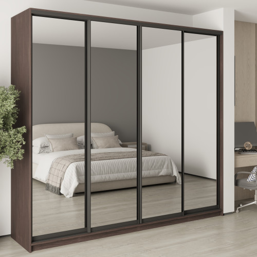 MebelStar Four-door wardrobe Standard BG 4 Mirrors Ristreto Oak, 260x45x240 cm (MBS-12787)