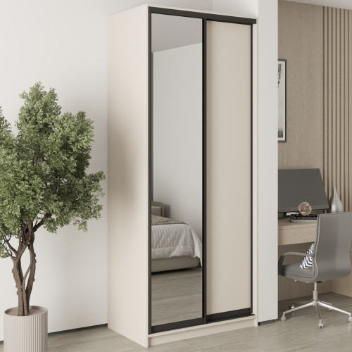 MebelStar Two-door wardrobe Standard BG DSP/Mirror Cashmere, 100x45x240 cm (MBS-10147)