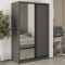 MebelStar Two-door wardrobe Standard BG DSP/Mirror Anthracite, 130x45x210 cm (MBS-10987)