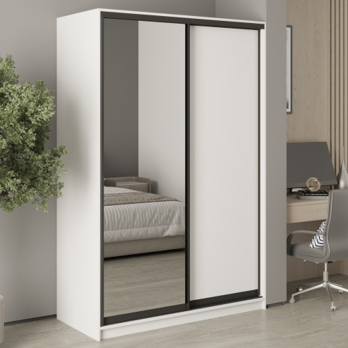 MebelStar Two-door wardrobe Standard BG DSP/Mirror Alaska white, 140x60x210 cm (MBS-11087)