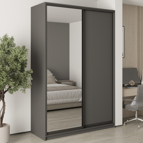 MebelStar Two-door wardrobe Standard BG DSP/Mirror Anthracite, 160x60x240 cm (MBS-10207)