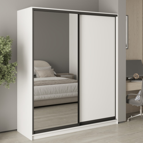 MebelStar Two-door wardrobe Combo BG DSP/Mirror Alaska white, 180x45x210 cm (MBS-11547)