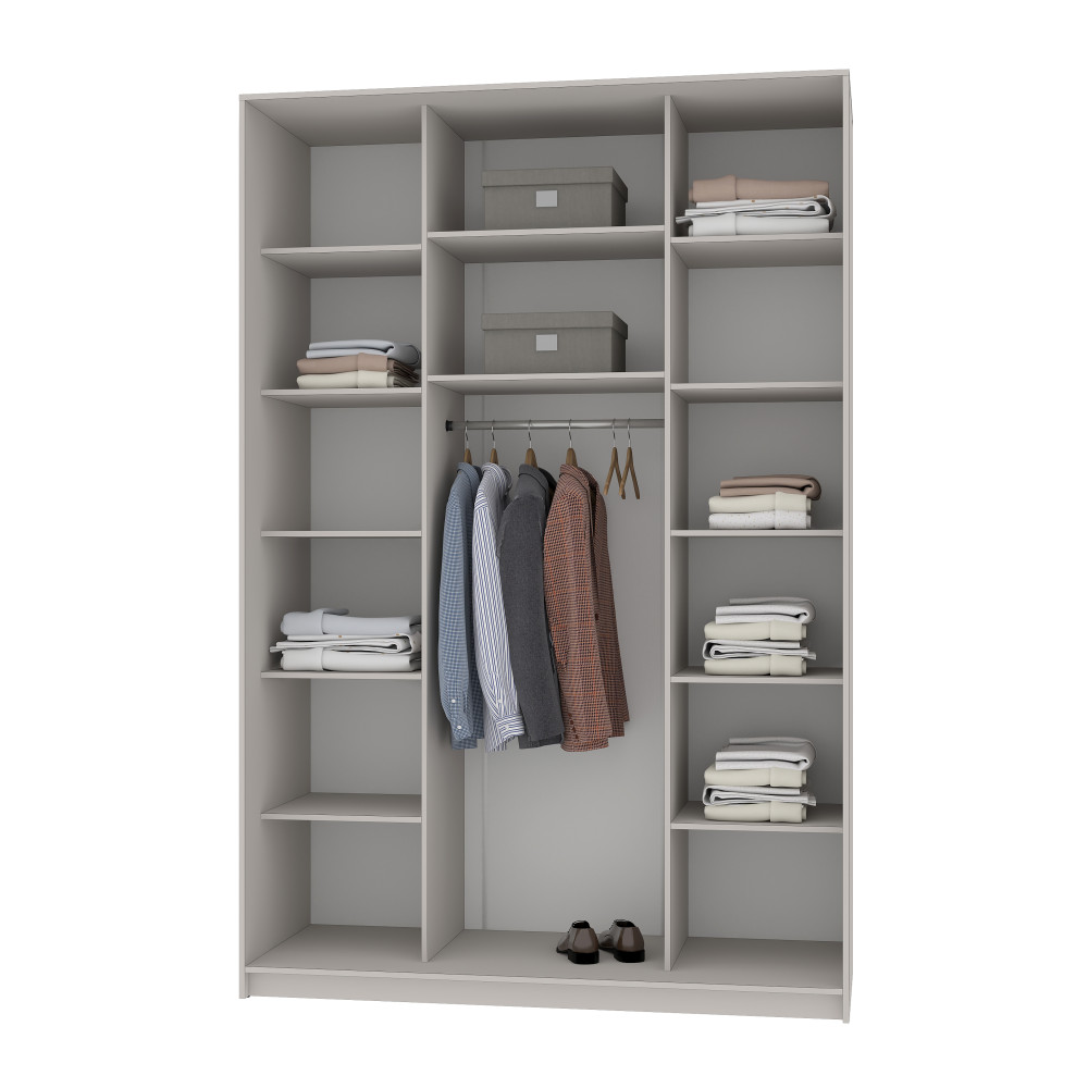 MebelStar Two-door wardrobe Combo BG 2DSP Gray mouse, 160x60x240 cm (MBS-10657)