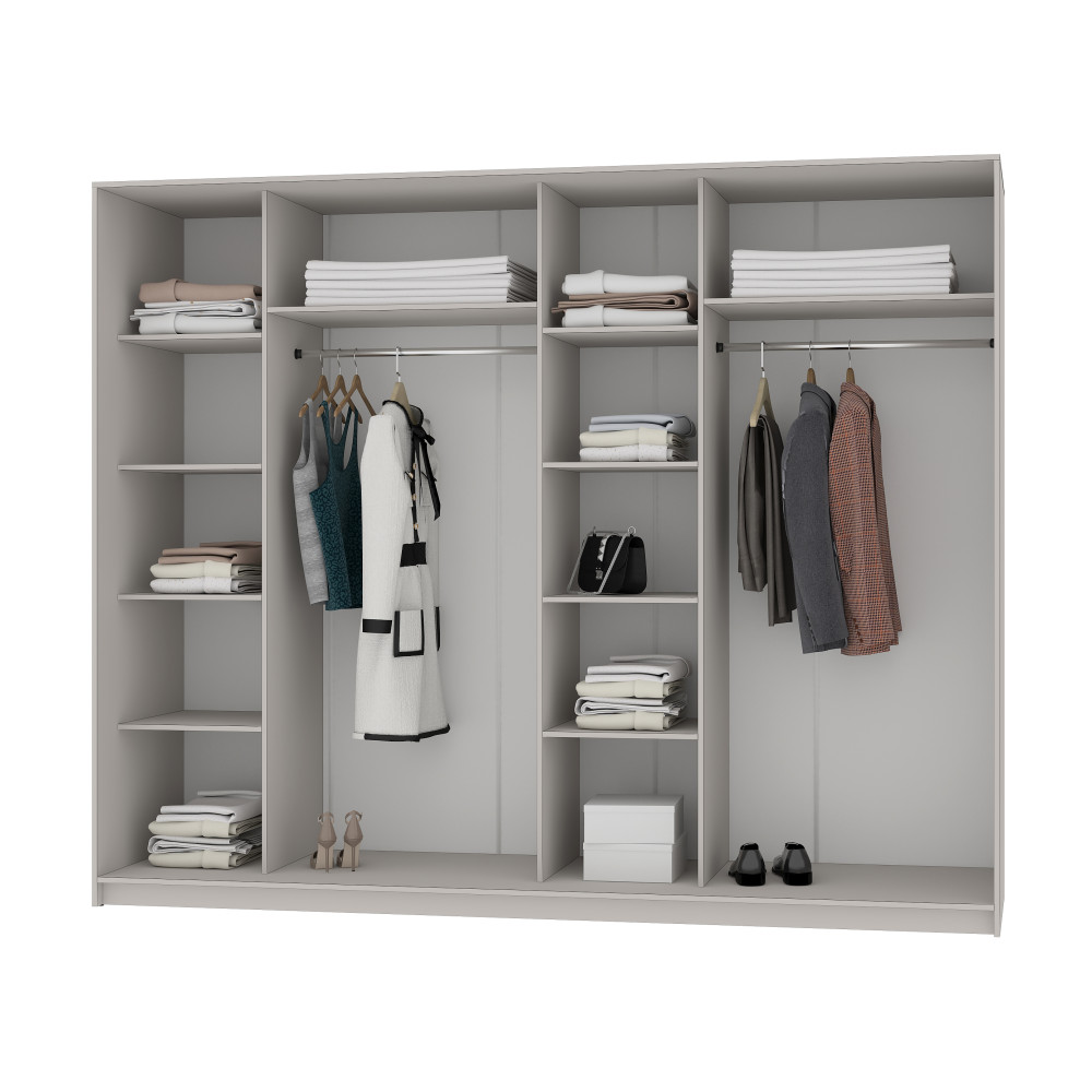 MebelStar Four-door wardrobe Standard BG 4DSP Alaska white, 260x60x210 cm (MBS-11767)