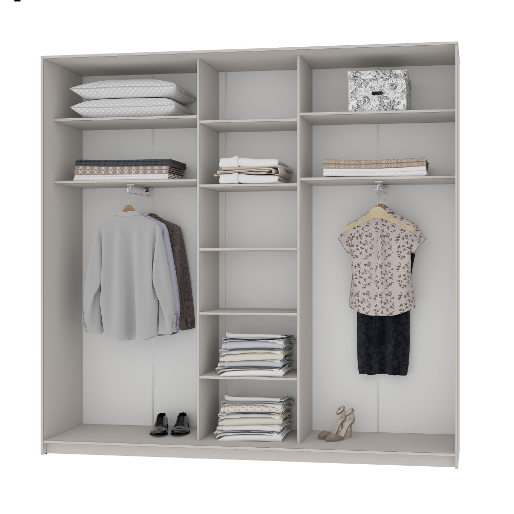 MebelStar Three-door wardrobe Uni BG 3DSP Anthracite, 250x45x240 cm (MBS-7689)