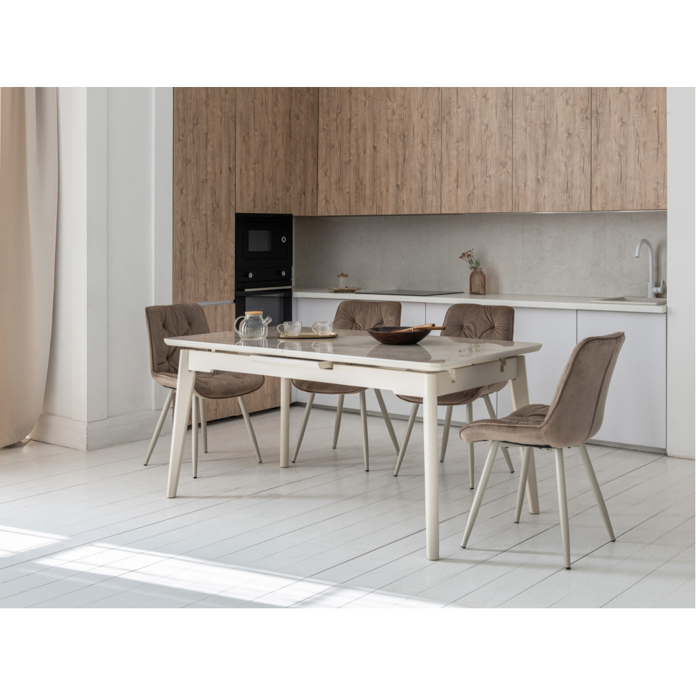 Обеденный керамический стол Vetro TM-125 Мистик грей/Капучино (VTR-1196)