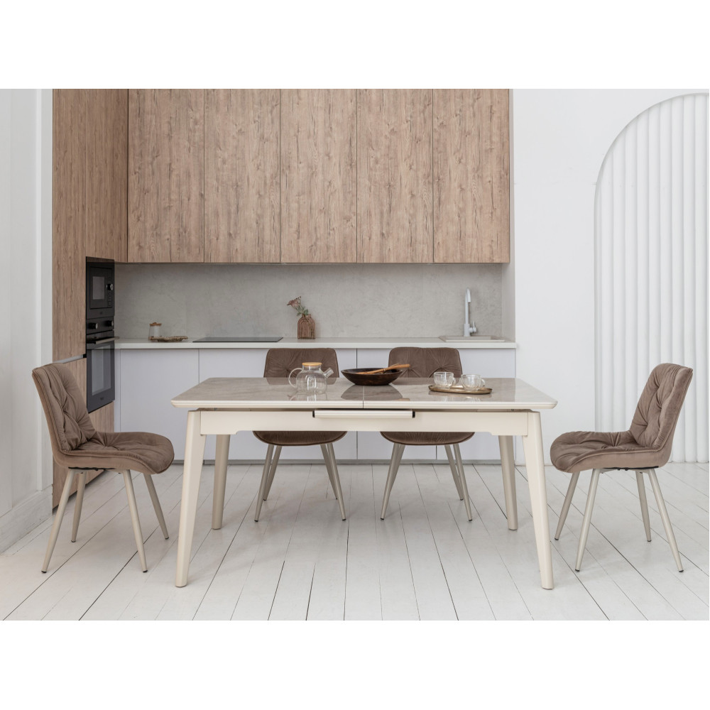 Обеденный керамический стол Vetro TM-125 Мистик грей/Капучино (VTR-1196)