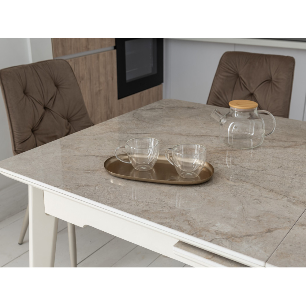 Обеденный керамический стол Vetro TM-125 Мистик грей/Капучино (VTR-1196)