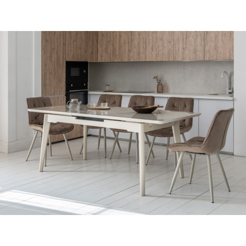 Обеденный керамический стол Vetro TM-125 Мистик грей/Капучино (VTR-1196)