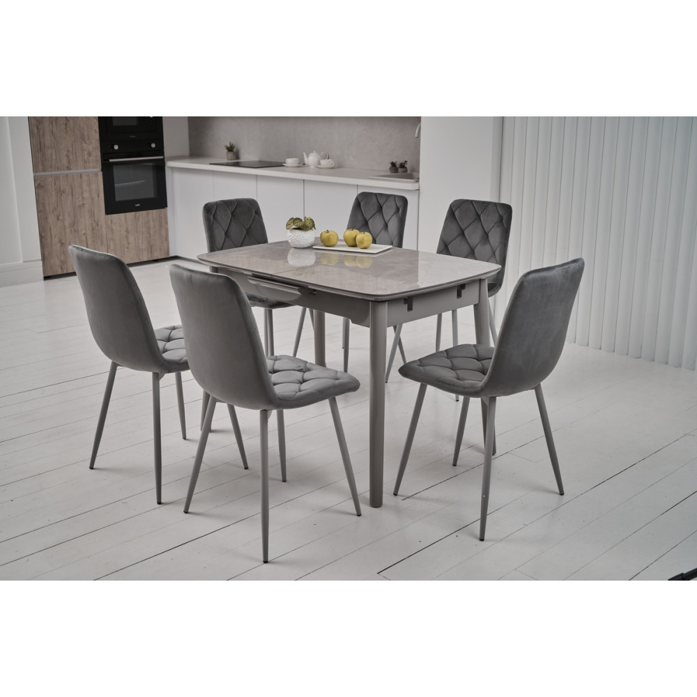 Обеденный керамический стол Vetro TM-84 Серая керамика/Серый (VTR-1206)