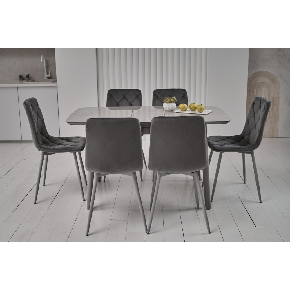 Обеденный керамический стол Vetro TM-84 Серая керамика/Серый (VTR-1206)