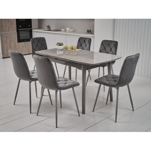 Обеденный керамический стол Vetro TM-84 Серая керамика/Серый (VTR-1206)