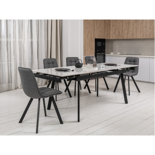 Обеденный керамический стол Vetro TM-98 Белый мрамор/Черный (VTR-1226)