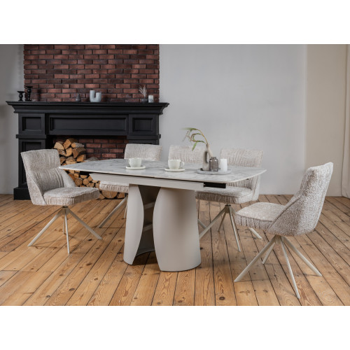 Обеденный керамический стол Vetro Лунарио TML-1322 Клауди грей/Айвори (VTR-1246)