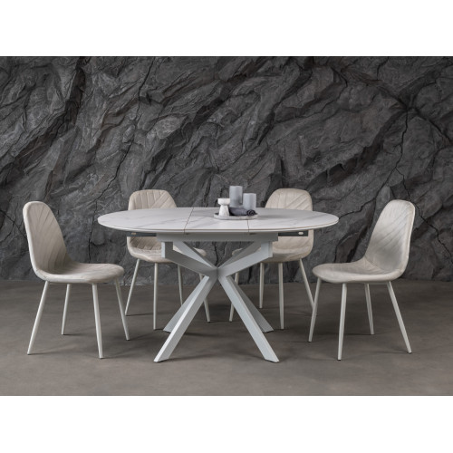 Обеденный керамический стол Vetro Офелия TML-1250 Калакатта кристалл/Белый (VTR-1256)
