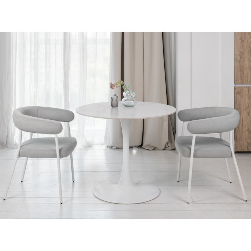 Vetro Round dining table T-325 Cash register white/White (VTR-1286)