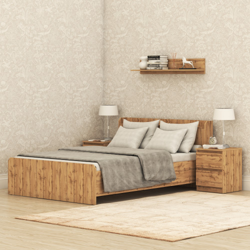 Ліжко двоспальне MebelStar Нео 140x200 см Дуб тахо (MBS-1125)