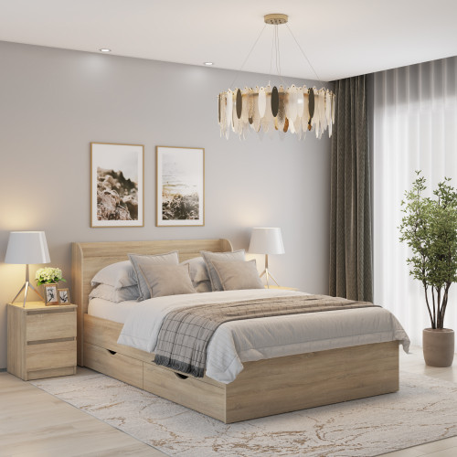 MebelStar Bed Double bed Adele with drawers 140x200 cm Sonoma oak (MBS-1424)