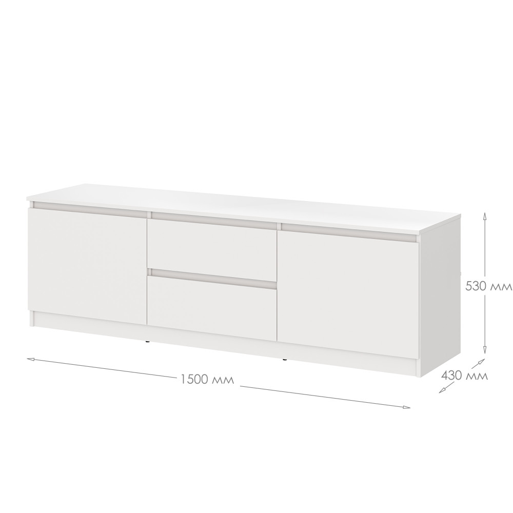 Тумба под телевизор MebelStar Нео 2Ш2Д 150x43x53 см Аляска серый (MBS-1255)
