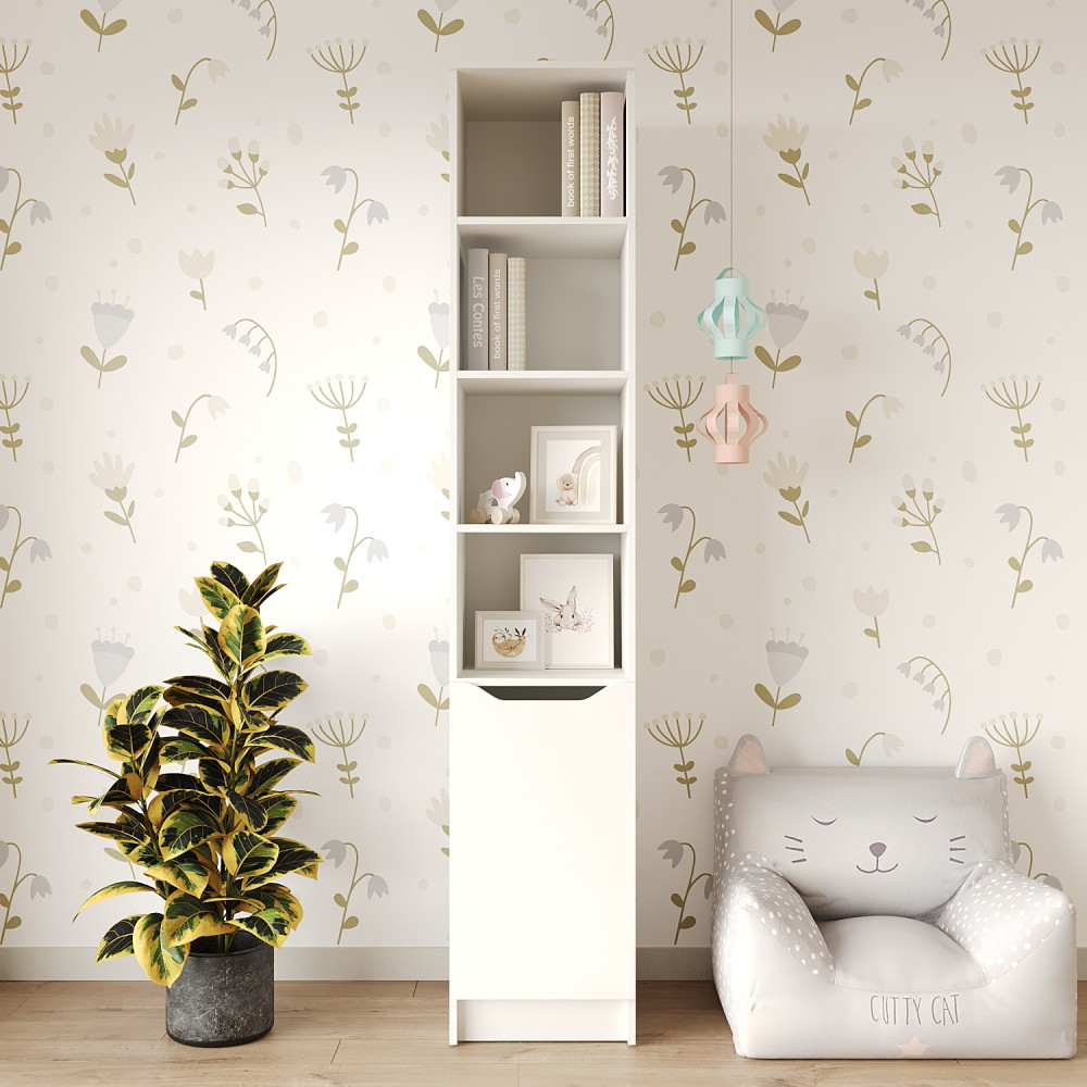 Пенал с открытыми полками 1Д Лилу 40x40x210 см Аляска белый (MBS-1315)