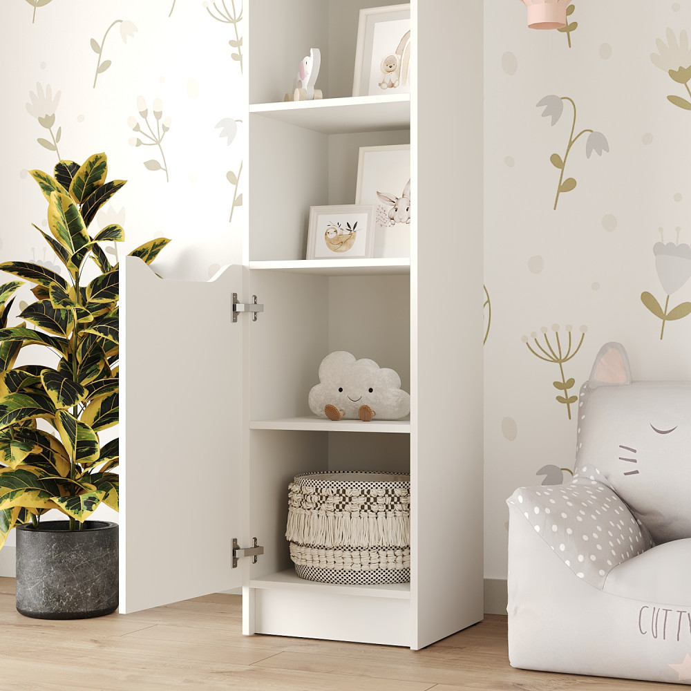 Пенал с открытыми полками 1Д Лилу 40x40x210 см Аляска белый (MBS-1315)