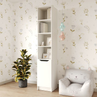 MebelStar Pencil case with open shelves 1D Lilu Alaska white, 40x40x210 cm (MBS-1315)