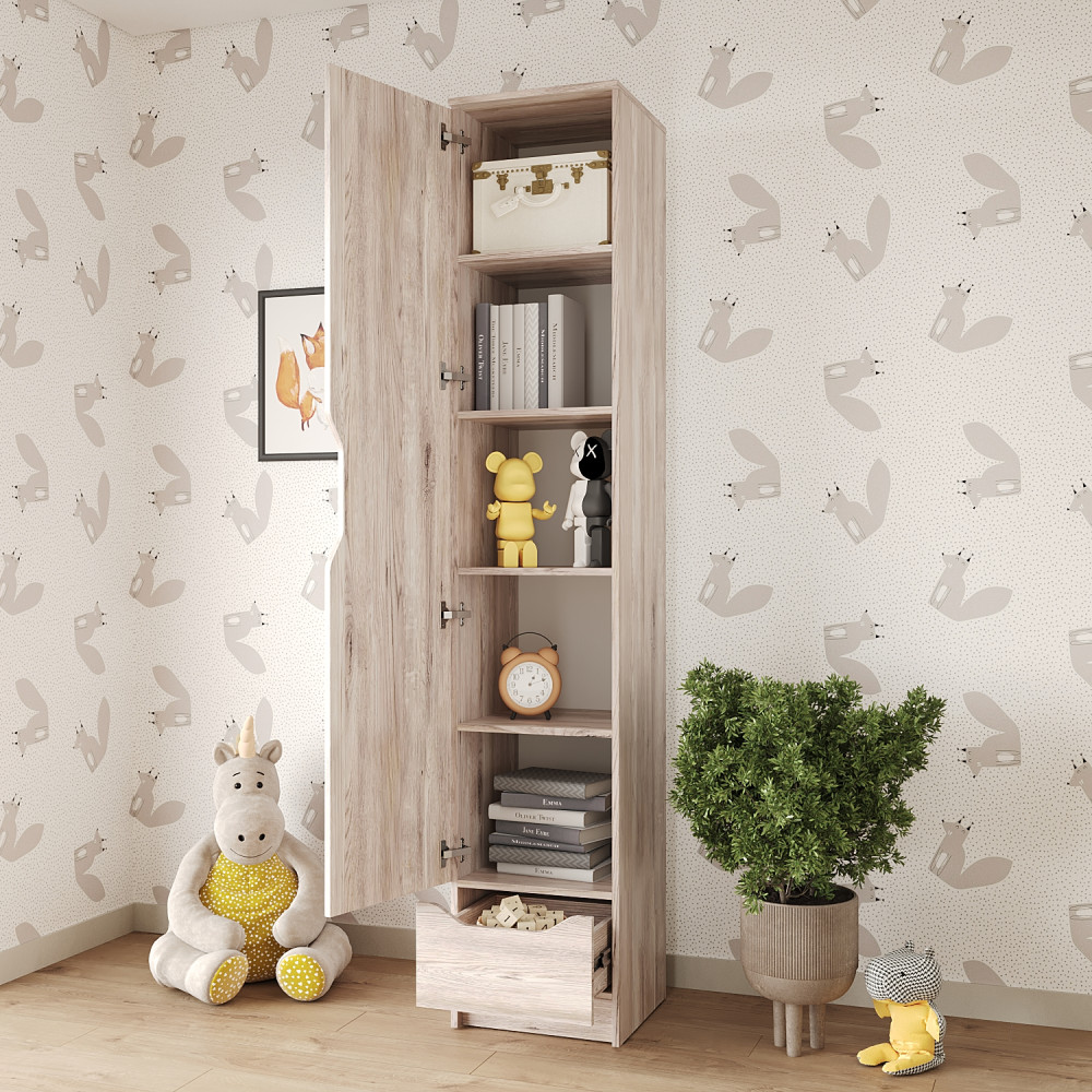 Пенал закрытый 1Д1Ш Лилу 40x40x210 см Аляска серый (MBS-1385)