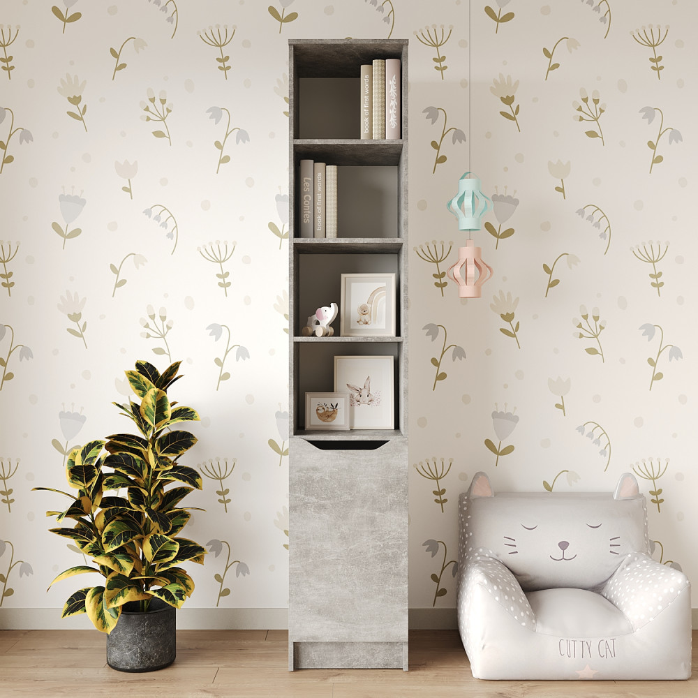 Пенал с открытыми полками 1Д Лилу 40x40x210 см Бетон (MBS-1395)