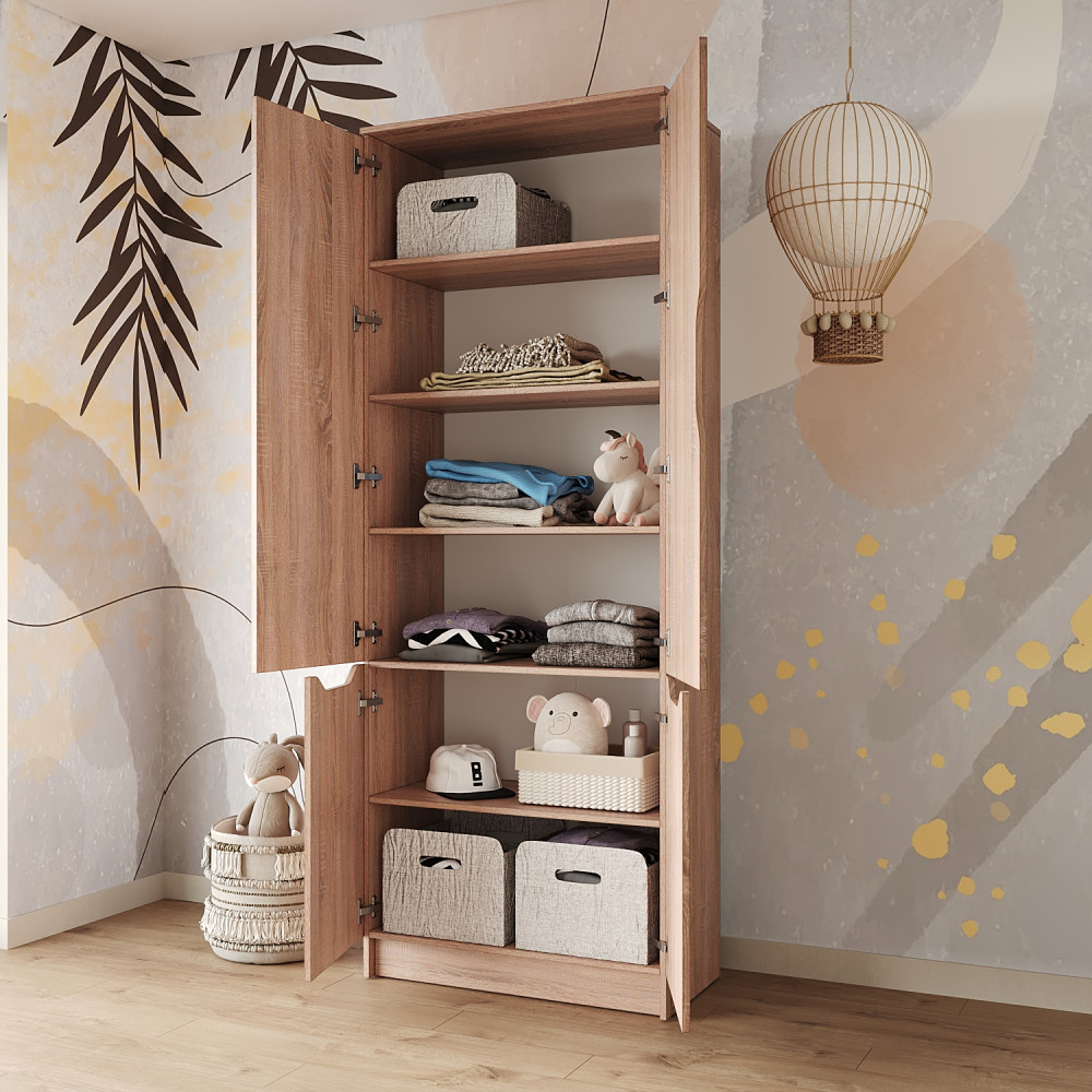 Шкаф распашной MebelStar 4Д Лилу 80x40x210 см Дуб сонома (MBS-1415)