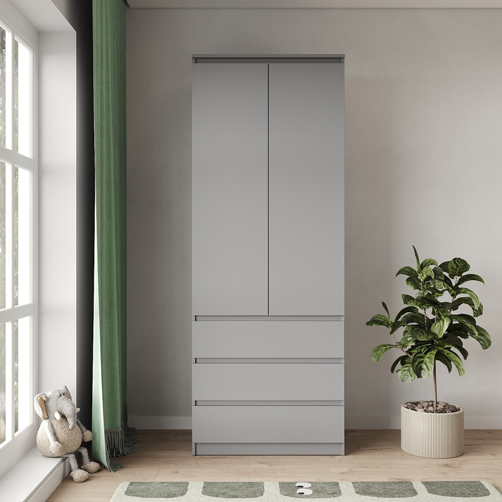 Шкаф распашной с ящиками MebelStar Нео 2Д3Ш 80x50x210 см Серая мышка (MBS-1115)